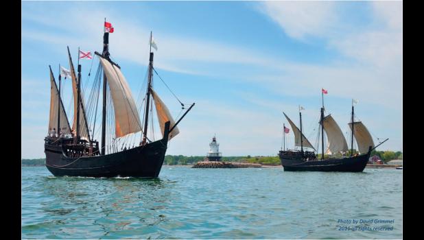 Coming to area Replicas of the Pinta and Nina are scheduled to visit the region. The ships are replicas used by explorer Christopher Columbus.