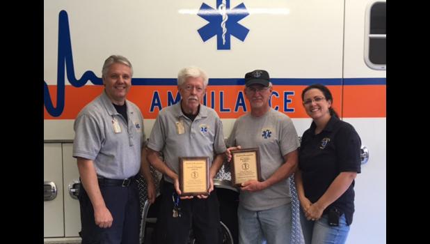 From left are Union County Ambulance Service director Grant Capel, Carrell O’Daniell, Roy Walker and ambulance service assistant director Jaime Watkins. Photo provided.