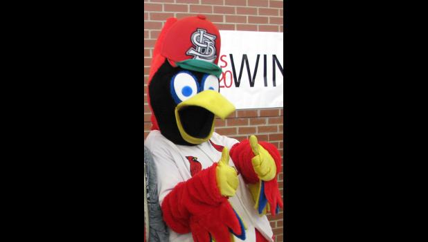 January 17: Technically, Fredbird is not a critter, at least not in the true sense of the word. He's really friendly, though.