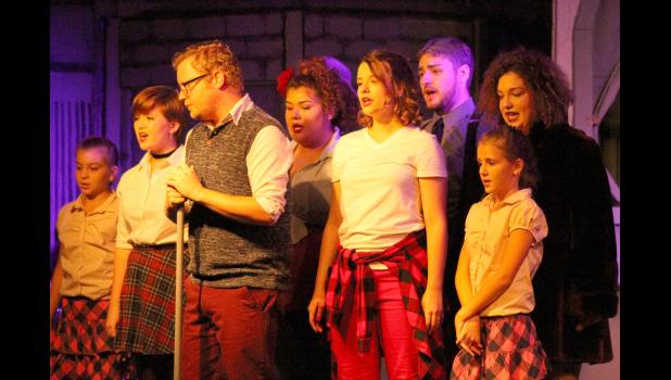 The actors collectively sang several musical hits from the play, including “Skid Row (Downtown)” and “The Meek Shall Inherit.” Photo by Lindsey Rae Vaughn.