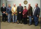 From left are Union County commissioners Alex Foeller, Dale Foster and Max Miller; Judge Boie; Vonda Benefield; and county commissioners Danny Hartline and Bobby Toler Jr.